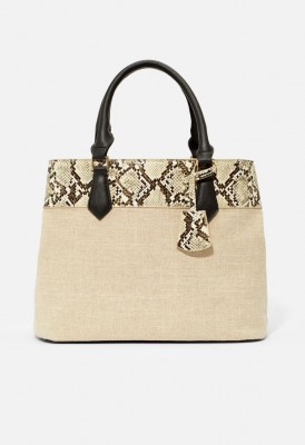 L. Top Trim Satchel - Bone Multi
