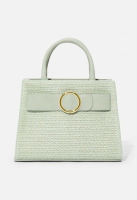 L. Raffia Circle Hardwear Satchel - Mint