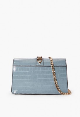 L. Can't Chain Me Down Crossbody Bag - Blue Croc