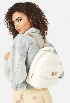 L. Lion Quilted Backpack - White