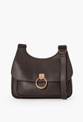 L. Staying True Front Flap Shoulder Bag - Black