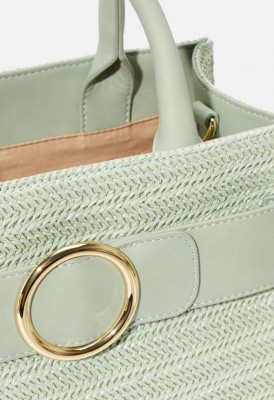 L. Raffia Circle Hardwear Satchel - Mint