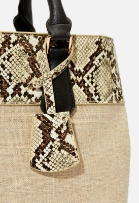 L. Top Trim Satchel - Bone Multi