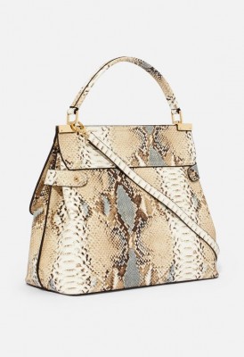 L. Bar Top Handle Satchel - Blue Snake