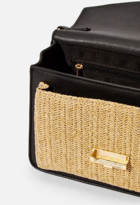 L. Mixed Material Crossbody Bag - Black Multi