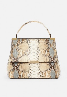 L. Bar Top Handle Satchel - Blue Snake