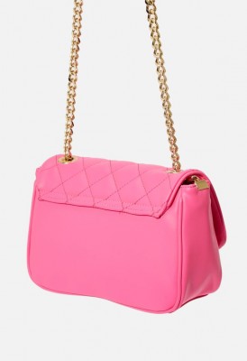 L. Quilted & Chain Crossbody Bag - Neon Pink