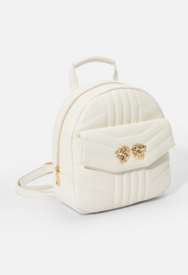 L. Lion Quilted Backpack - White