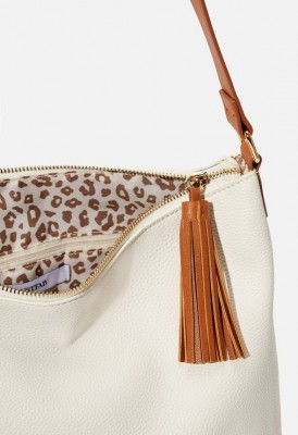 L. Double Tassle Shoulder Bag - White Cognac