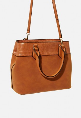 L. Top Trim Satchel - Cognac Multi