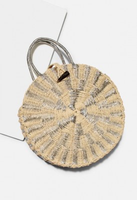 L. Metallic Straw Tote