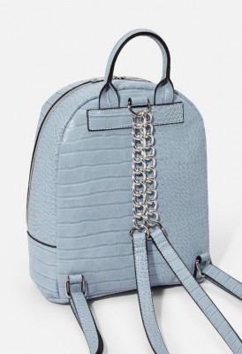 L. Chain Strap Backpack - Blue Croc