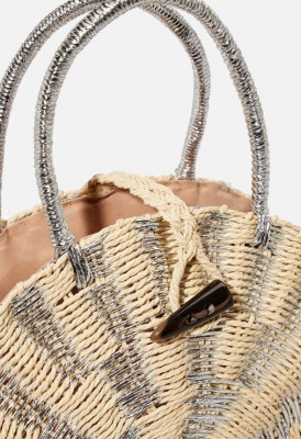 L. Metallic Straw Tote