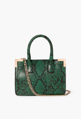 L. Sharp Corner Mini Satchel - Green Snake