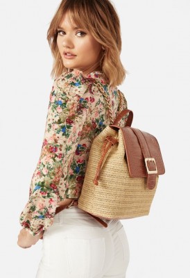 L. Mixed Media Backpack - Cognac Multi