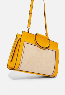 L. Framed Modern Satchel - Yellow Multi