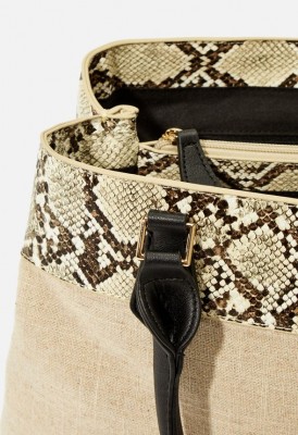 L. Top Trim Satchel - Bone Multi